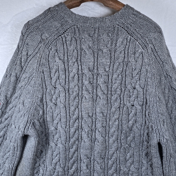 ​Vintage Y2K Abercrombie & Fitch Cable Knit Sweater Gray Crew Neck Pullover XL - Picture 6 of 14
